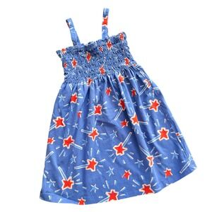 Hanna Andersson Girls Blue Red Shooting Star Smocked Sundress Sz 5 110cm preppy